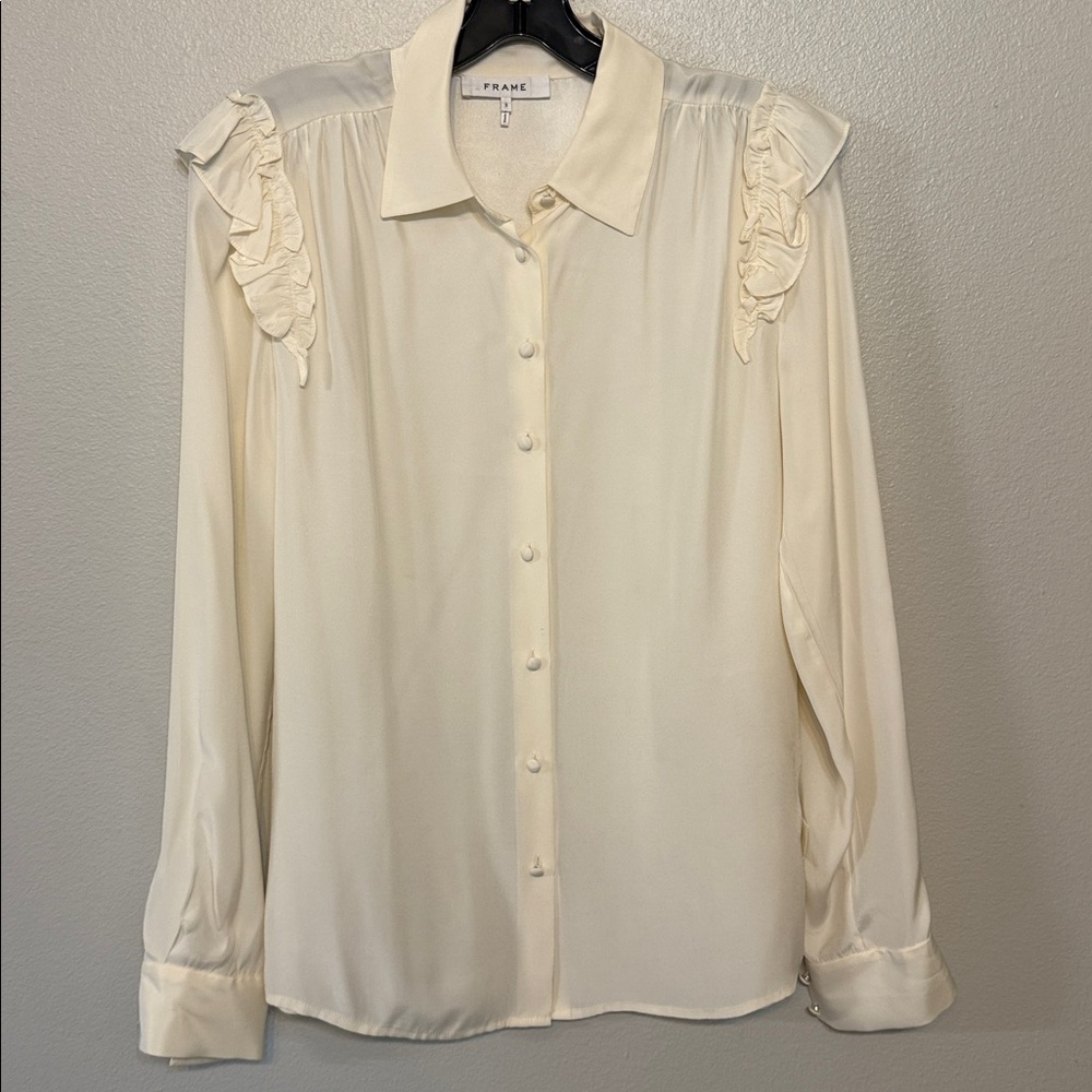 Frame Silk Ivory Button-Up Shirt